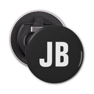 Décapsuleur Noir sobre simple et tendance initiales monogramme