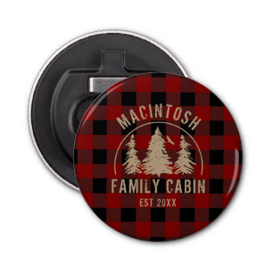 Décapsuleur Nom de famille du cabine Red Buffalo Plaid Keepsak