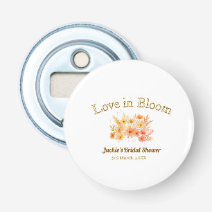 Décapsuleur nom de mariage bohème jaune en fleurs rétro