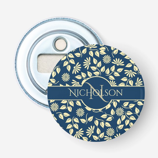 Décapsuleur Nom de monogramme élégant Motif feuille de marguer (Devant)