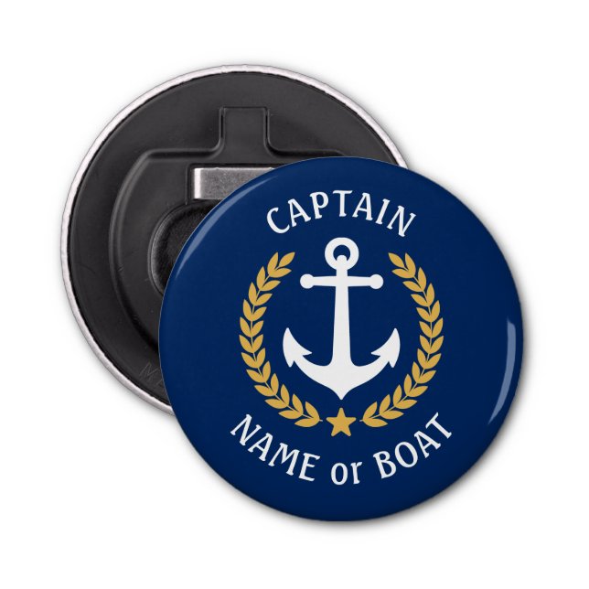 Décapsuleur Nom du bateau capitaine Ancre Gold Style Laurel Ma (Devant)