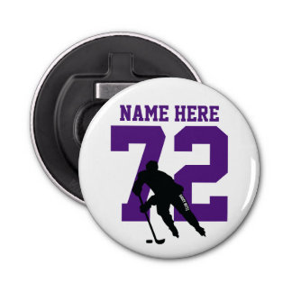 Décapsuleur Nom du joueur de hockey personnalisé Numéro violet
