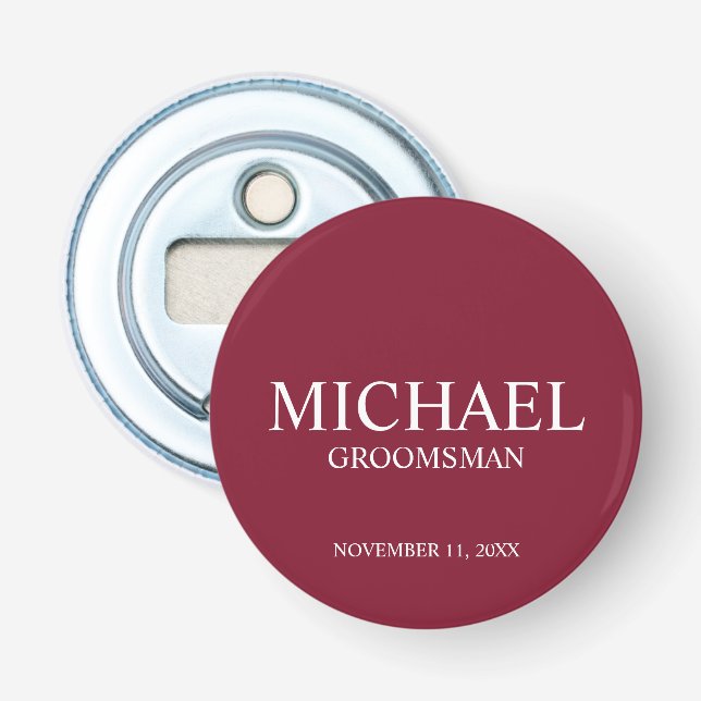 Décapsuleur Nom et monogramme du Groomsman personnalisé (Devant)