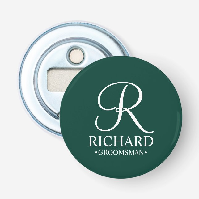 Décapsuleur Nom et monogramme du Groomsman personnalisé (Devant)