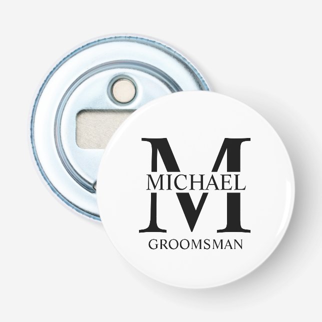 Décapsuleur Nom et monogramme du Groomsman personnalisé (Devant)