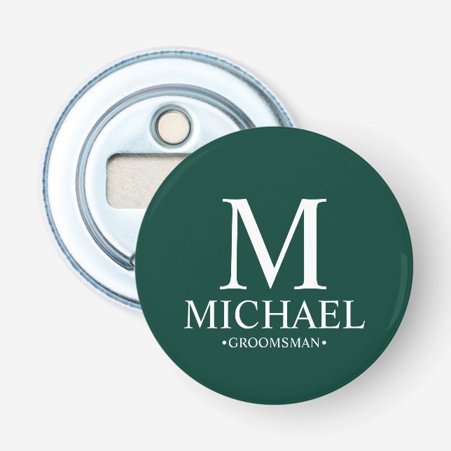 Décapsuleur Nom et monogramme du Groomsman personnalisé (Devant)