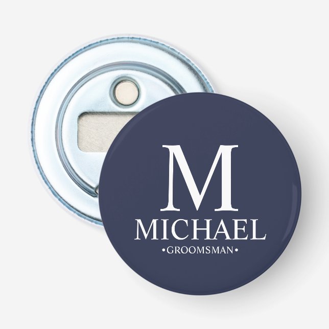 Décapsuleur Nom et monogramme du Groomsman Personnalisé de la  (Devant)