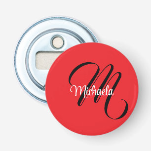Décapsuleur Nom initial minimaliste moderne monogramme rouge