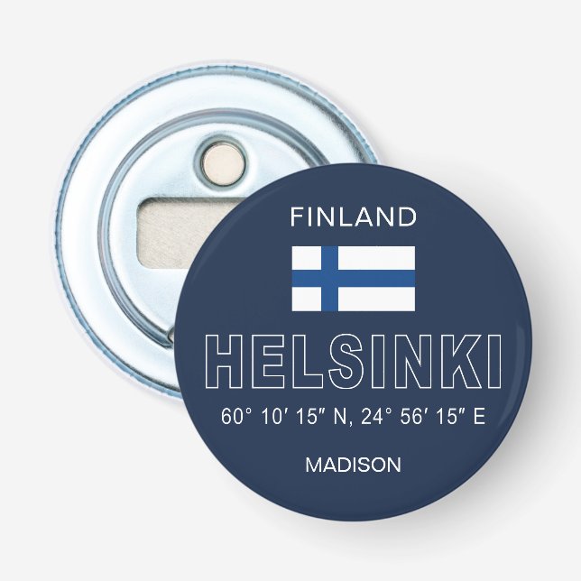 Décapsuleur Nom personnalisé Coordonnées d'Helsinki (Devant)