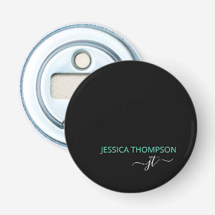 Décapsuleur Nom personnalisé moderne monogramme sarcelle noir
