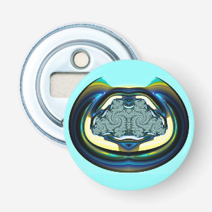 Décapsuleur Nuances de noir Aqua Bleu et Jaune 3D Fractal ~