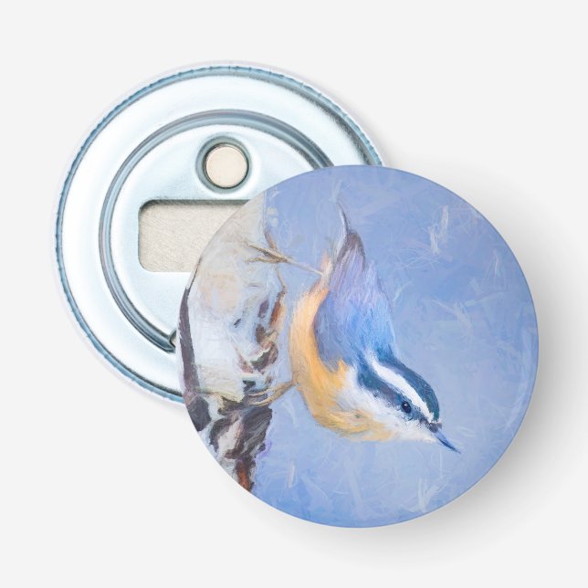 Décapsuleur Nuthatch à poitrine rouge Peinture d'art original  (Devant)