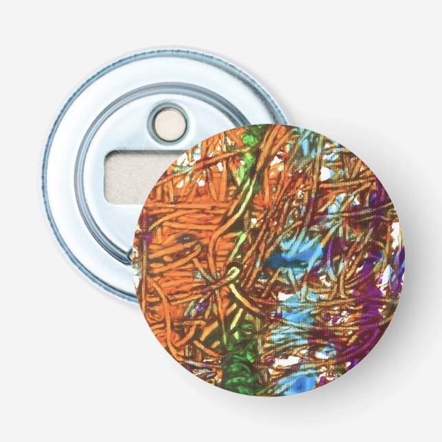 Décapsuleur Œuvre d'art en marbre orange, vert, bleu, violet (Devant)