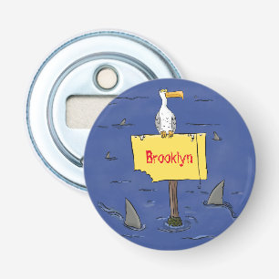 Décapsuleur Oiseau de mer amusant entouré de dessins animés de