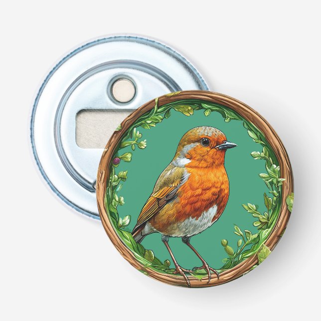 Décapsuleur Oiseau encadré par des fleurs vibrantes (Devant)