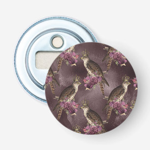 Décapsuleur Oiseaux Royaux Couronnés Fleurs Violettes Royalité