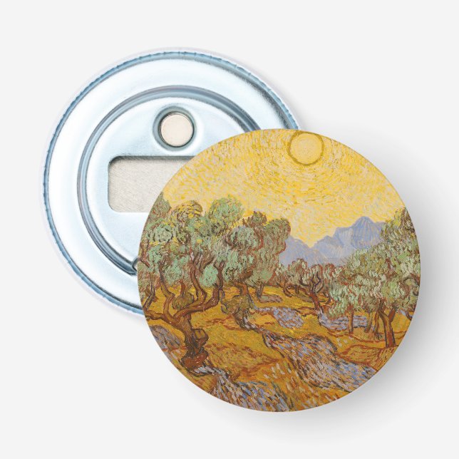 Décapsuleur Oliviers de Van Gogh Ciel Soleil Jaune (Devant)