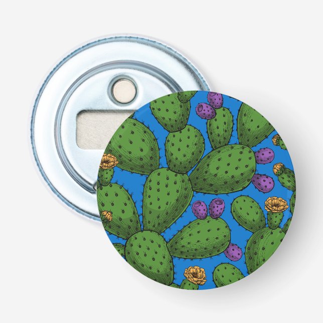 Décapsuleur Opuntie de floraison en bleu (Devant)