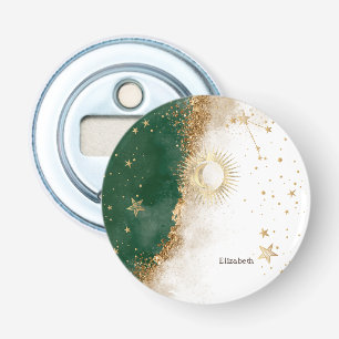 Décapsuleur Or céleste Soleil Et Lune Étoiles Vert