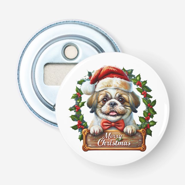 Décapsuleur Ornement de Noël du chien mignon - Joyeux Noël" (Devant)