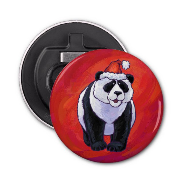Décapsuleur Ours de panda à Santa Hat sur Rouge (Devant)