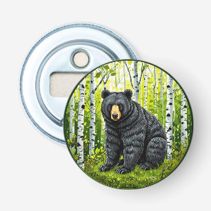 Décapsuleur Ours noir dans une forêt de bouleaux
