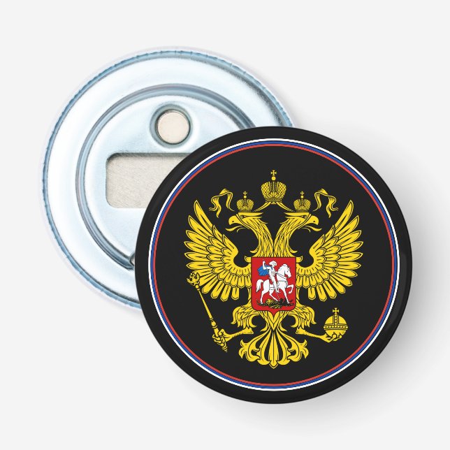 Décapsuleur Ouvrage de bouteille de drapeau russe, Emblème de  (Devant)