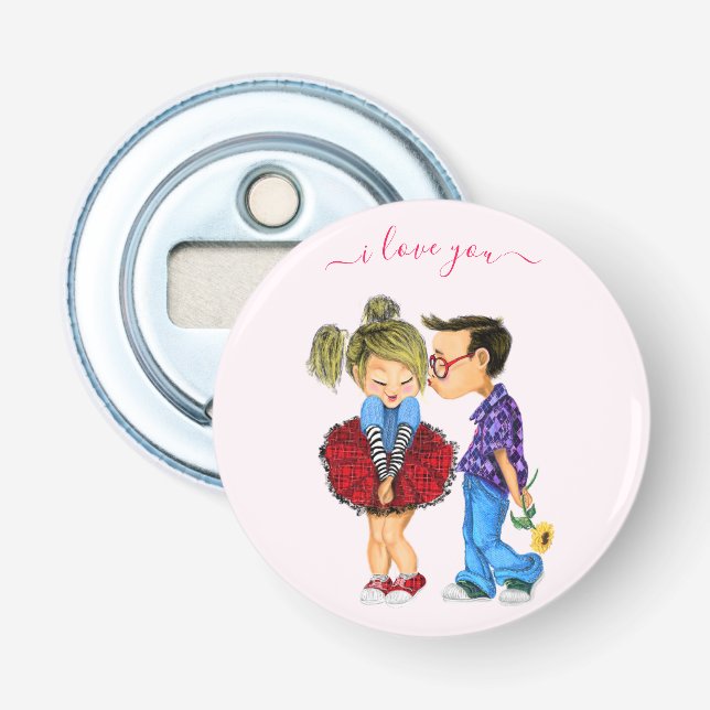 Décapsuleur Ouvrage de bouteille romantique en couple - Amour (Devant)
