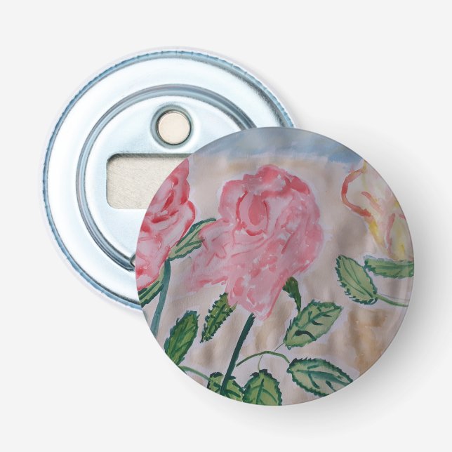 Décapsuleur Ouvrage de la bouteille de bouton Roses d'été Abst (Devant)