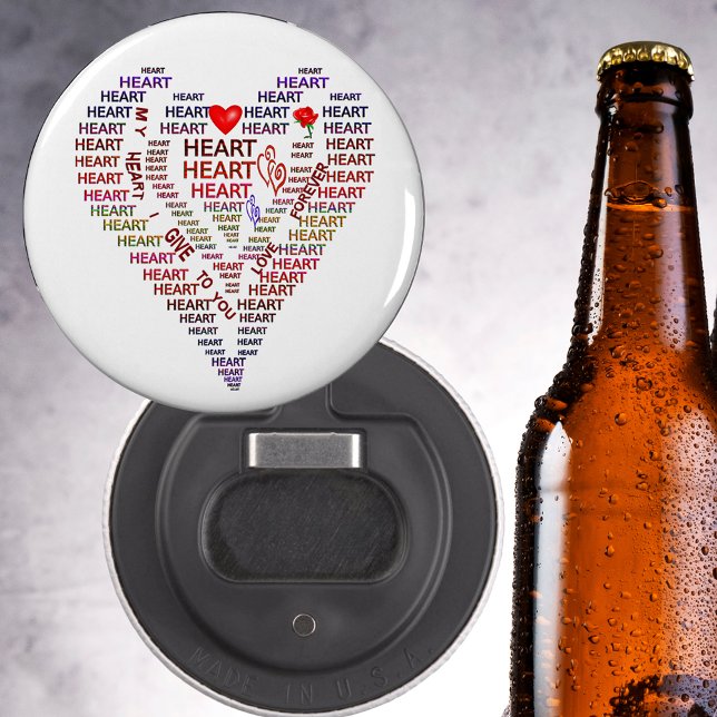 Décapsuleur Ouvrage des mots de la bouteille de coeur (Words of Heart Bottle Opener)