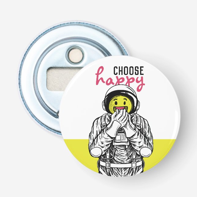 Décapsuleur Ouvre bouteille [choose happy] Astronaute sourire (Devant)