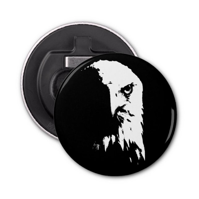 Décapsuleur Ouvreur de bouteille noir et blanc d'Eagle chauve (Devant)