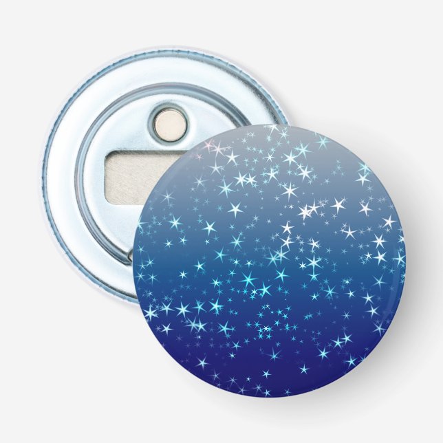 Décapsuleur Paillettes de Noël Étoiles Ciel Bleu (Devant)