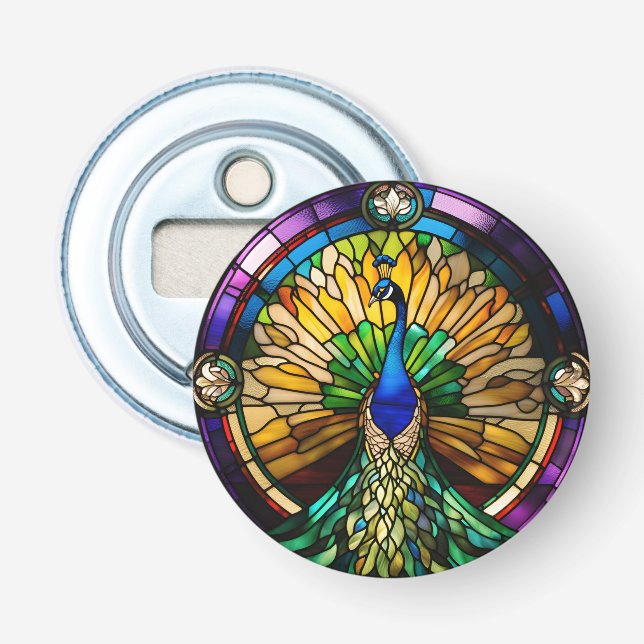 Décapsuleur Paon en verre coloré (Devant)