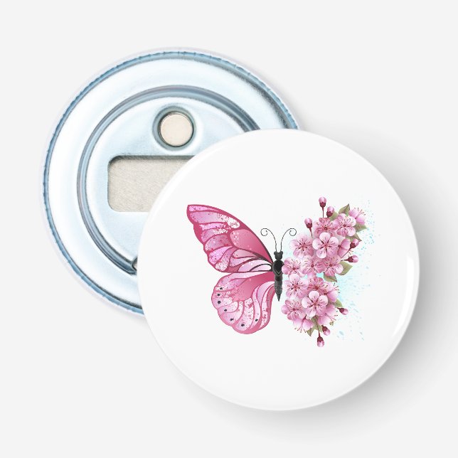 Décapsuleur Papillon de fleurs avec Sakura rose (Devant)
