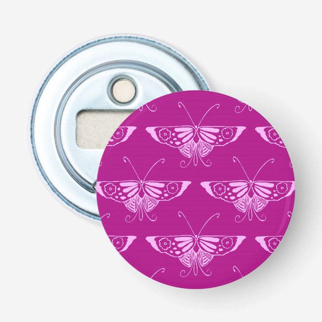 Décapsuleur Papillon déco stylisé - magenta et rose (Devant)