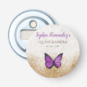 Décapsuleur Papillon doré violet rustique vintage