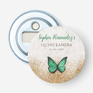Décapsuleur Papillon vert émeraude rustique vintage or 
