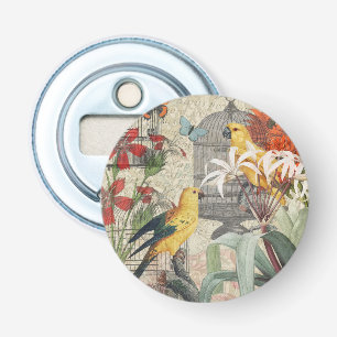 Décapsuleur Parrot Jaune Tropical Antique Fleur