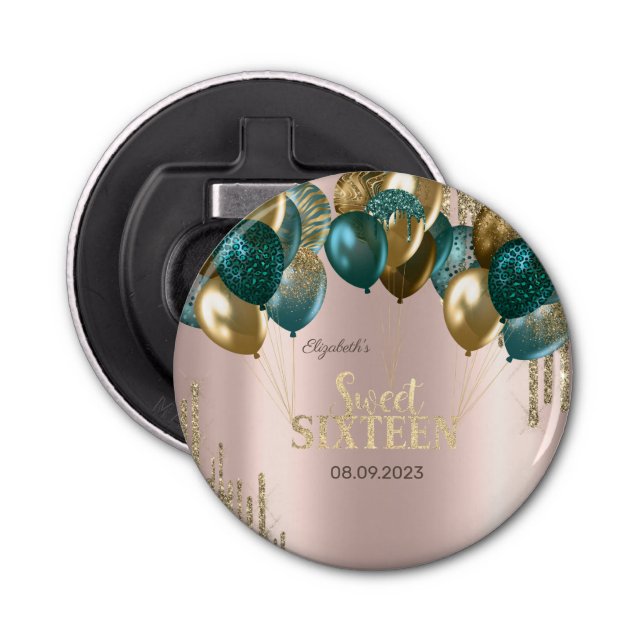 Décapsuleur Parties scintillant d'or Ballons Rose Gold Sweet 1 (Devant)