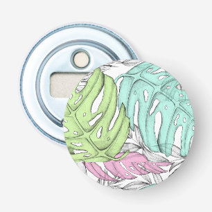 Décapsuleur Pastel monstera feuille de palmier aquarelle tropi