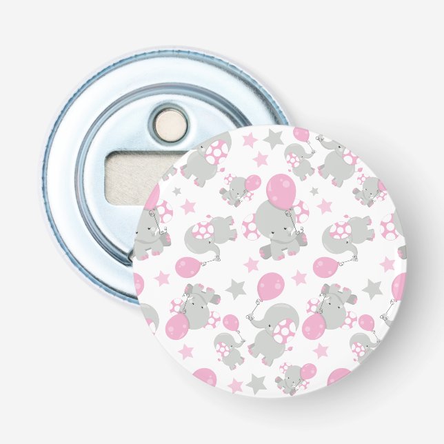 Décapsuleur Pattern of Elephants, Cute Elephants - Pink Gray (Devant)