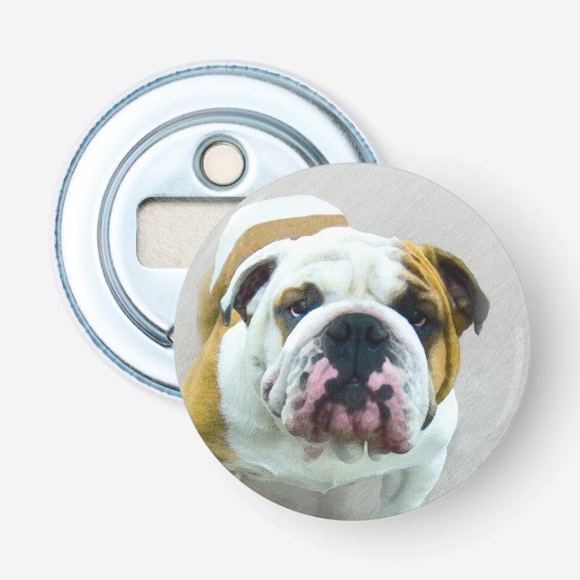 Décapsuleur Peinture Bulldog - Joli Art Original de Chien (Devant)