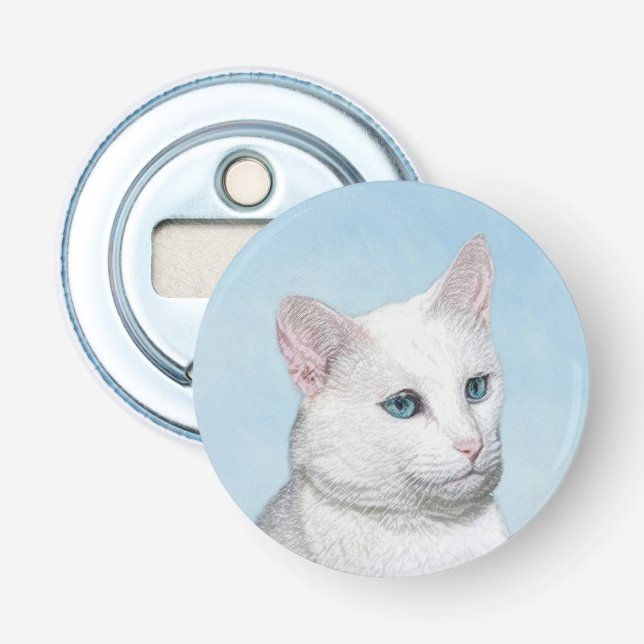 Décapsuleur Peinture de chat blanc - Cute Original Cat Art (Devant)