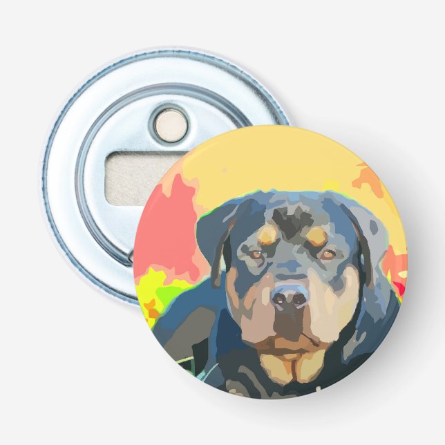 Décapsuleur Peinture de Digitals de portrait de rottweiler (Devant)