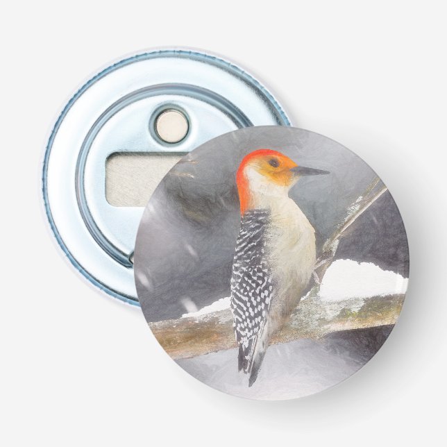 Décapsuleur Peinture de pic à ventre rouge Art original (Devant)