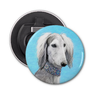 Décapsuleur Peinture de Saluki (Argent) - Joli art original de