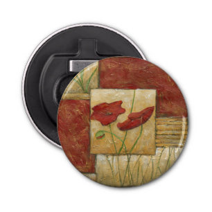 Décapsuleur Peinture florale avec traits de pinceau visibles