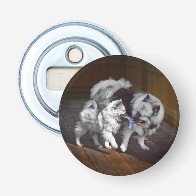 Décapsuleur Peinture Keeshond Playtime - Jolie art original ch (Devant)