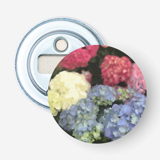 Décapsuleur Peinture numérique à fleurs bleu et rose Hydrangea (Devant)